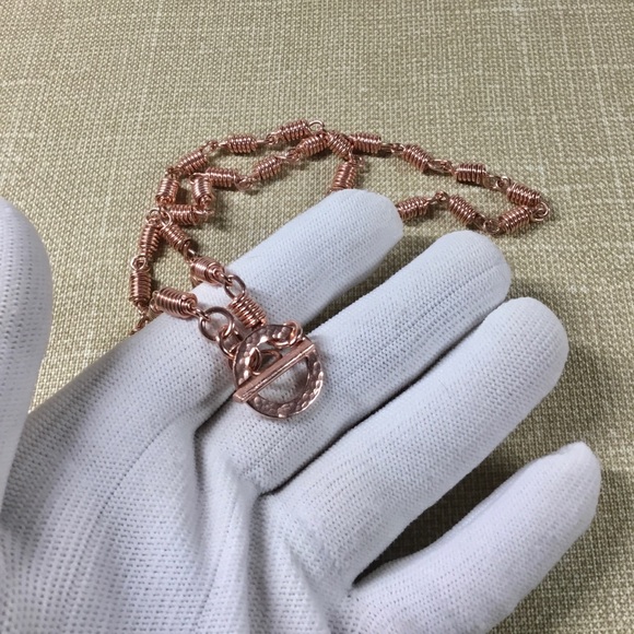 Toggle Necklace, Chunky Necklace, Copper Choker - Picture 7 of 8